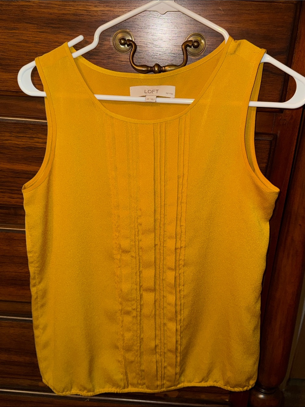 LOFT Yellow Pintuck Sleeveless Shell